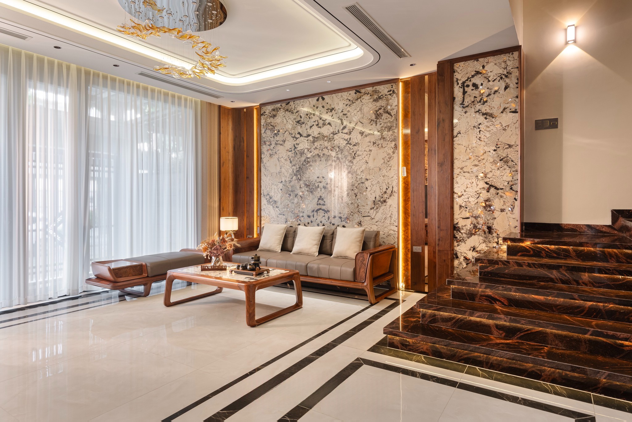 Bàn ghế gỗ phòng khách nhỏ xinh gỗ tần bì