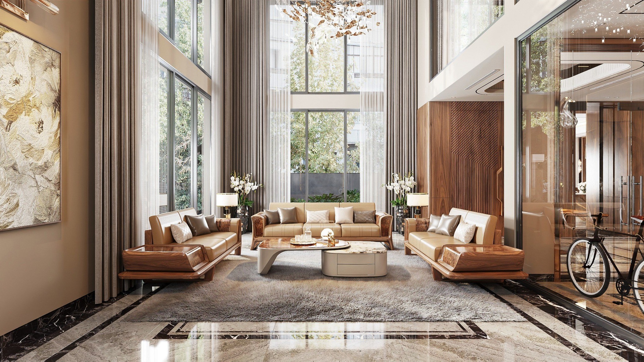 Bàn ghế gỗ sofa phòng khách gỗ sồi Nga