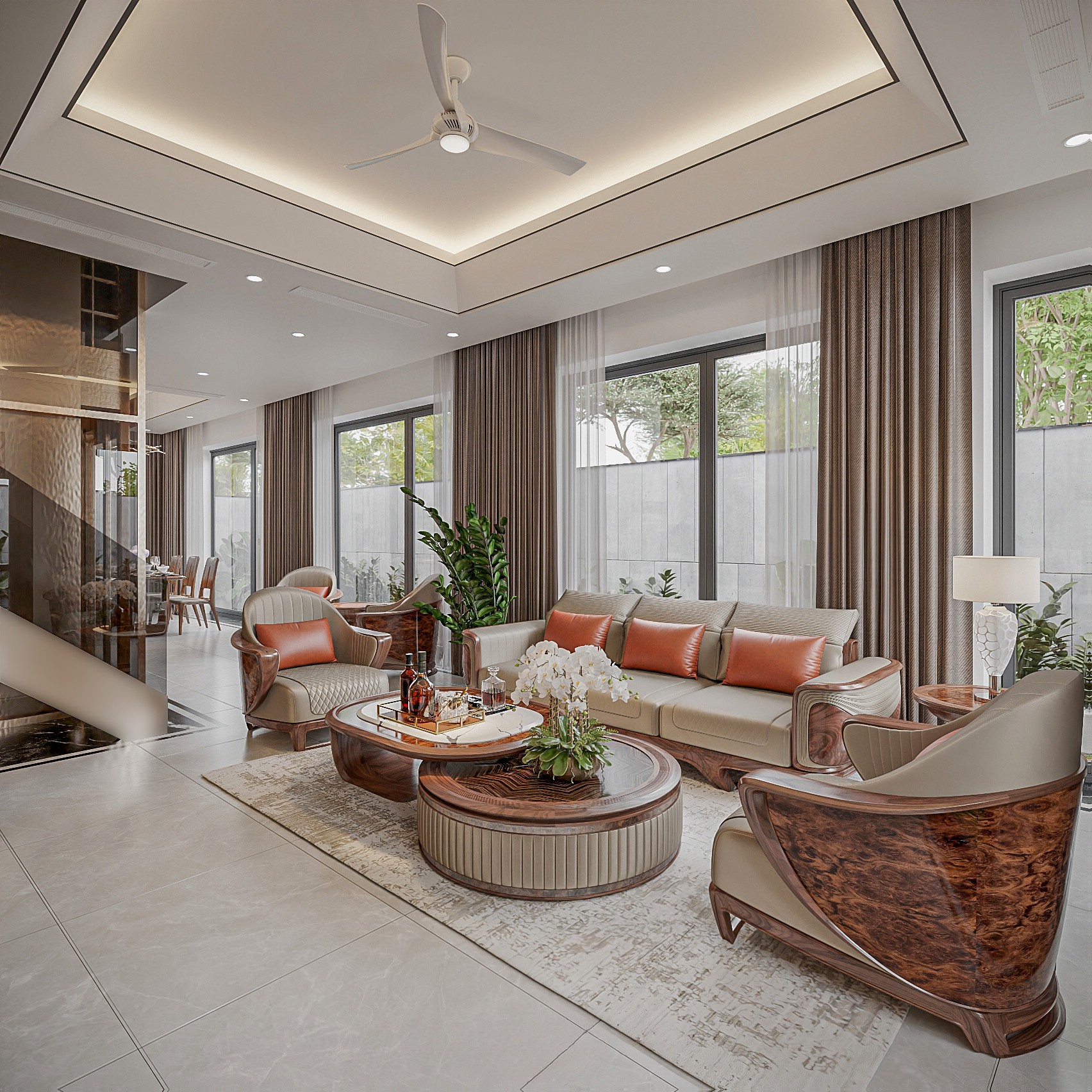Bàn ghế sofa gỗ phòng khách hiện đại