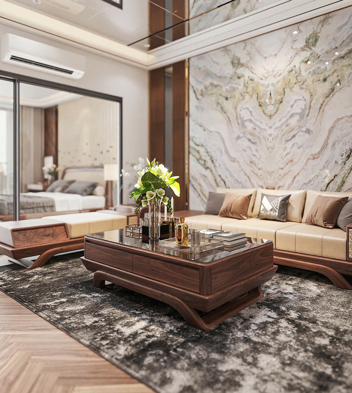 Bàn trà hiện đại gỗ tần bì