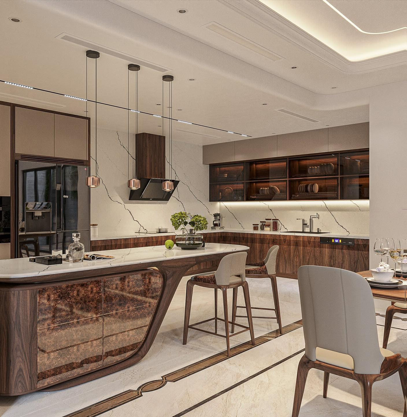 Báo giá nội thất gỗ óc chó cho tủ bếp hiện đại