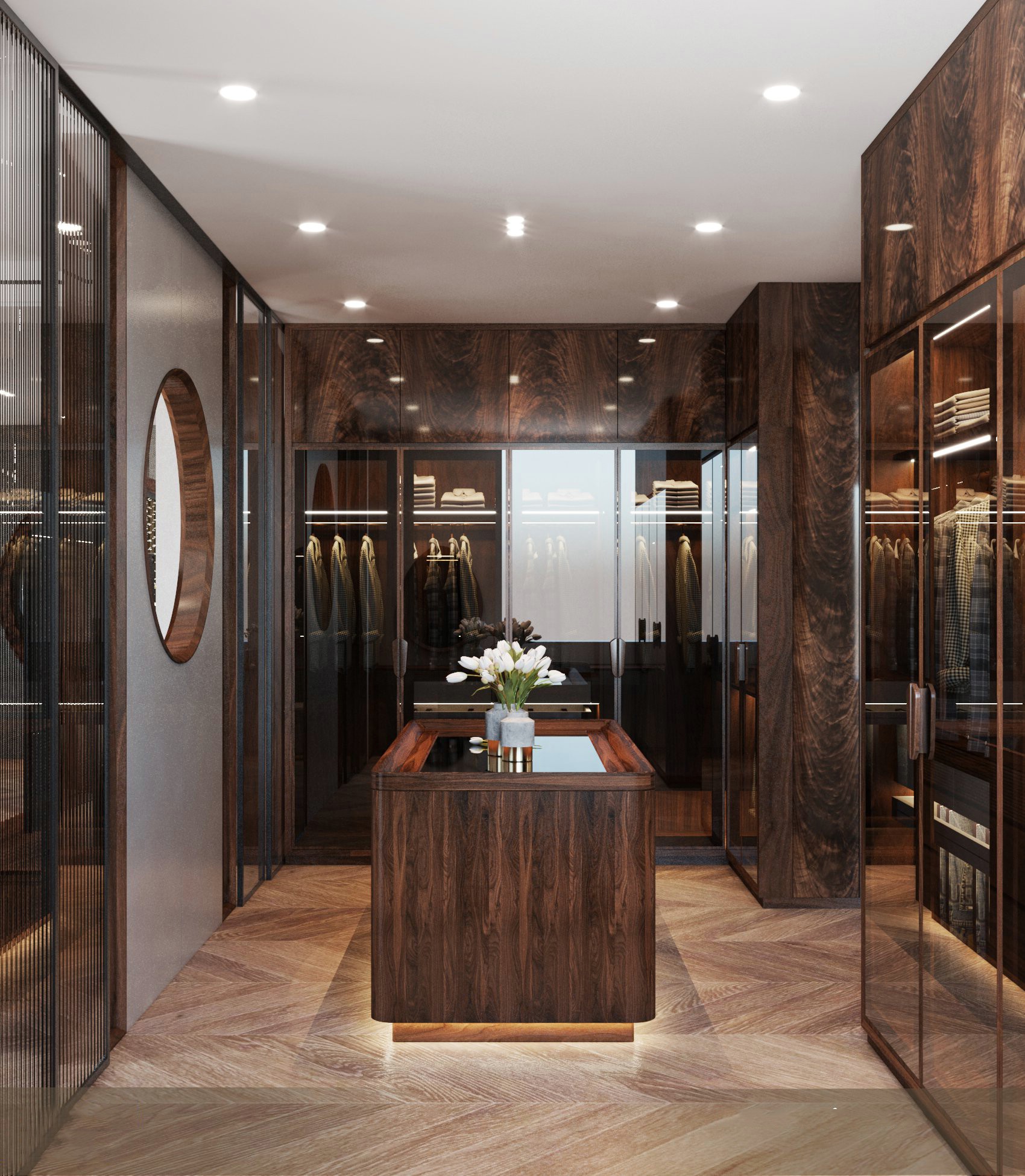 Báo giá tủ quần áo gỗ óc chó cao cấp chữ L