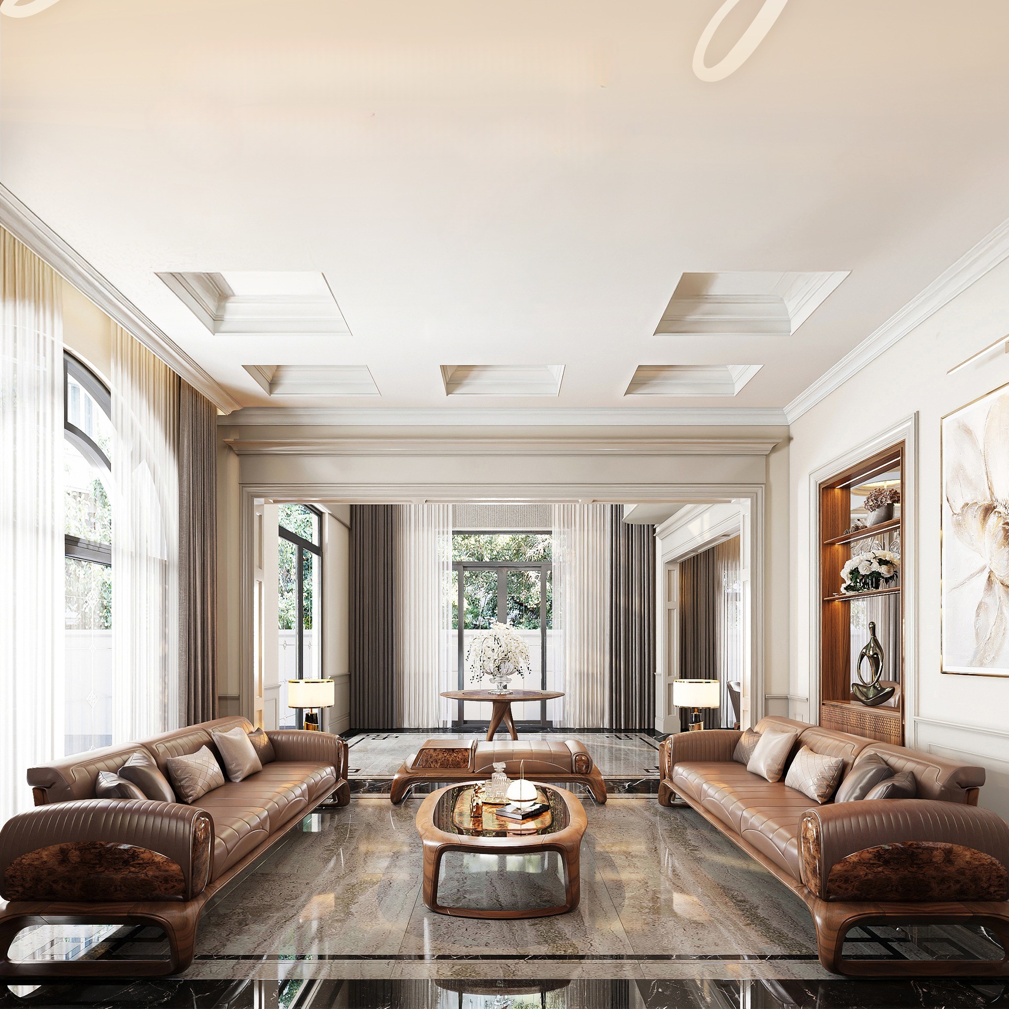 Bộ bàn ghế gỗ óc chó đẹp cho phòng khách hiện đại