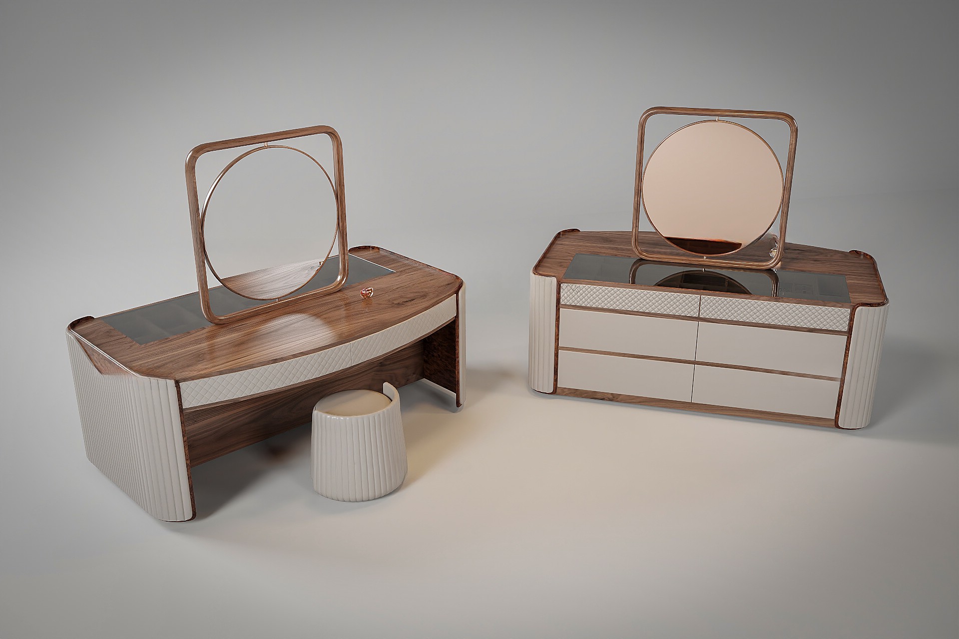 Bàn trang điểm gỗ óc chó đẹp sang trọng và hiện đại