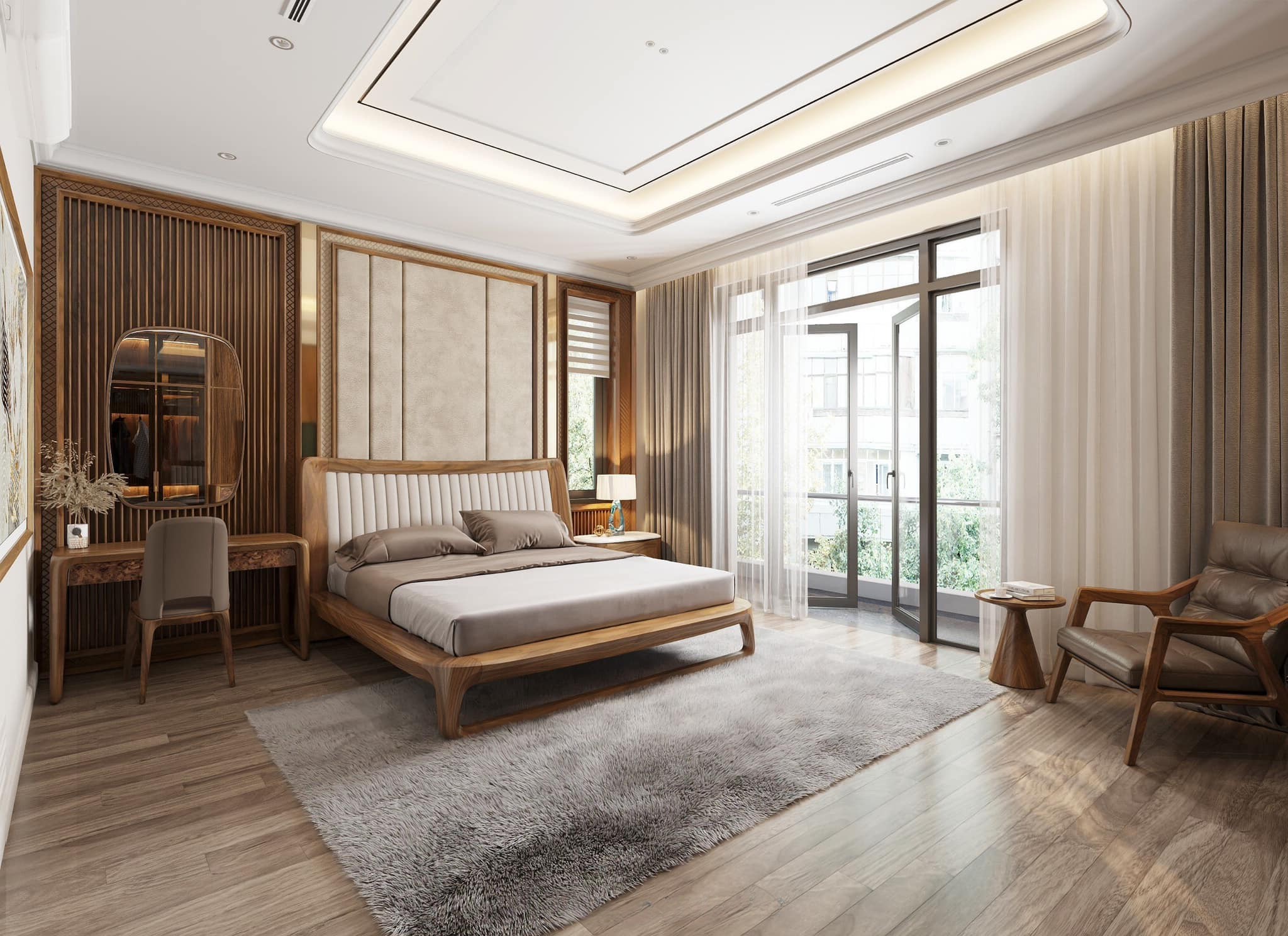 Giường gỗ sồi
