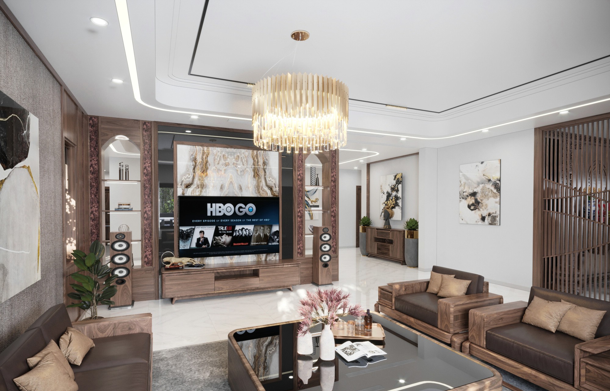 Kệ tivi gỗ tự nhiên cao cấp hình hộp chữ nhật với chân chữ U liền khối