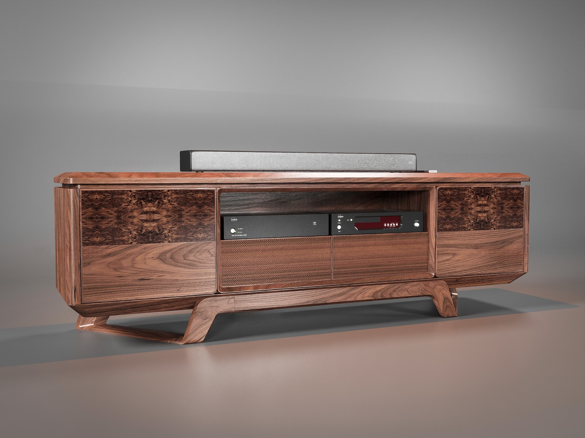 Kệ tivi gỗ tự nhiên hiện đại gỗ óc chó màu nâu ánh đỏ