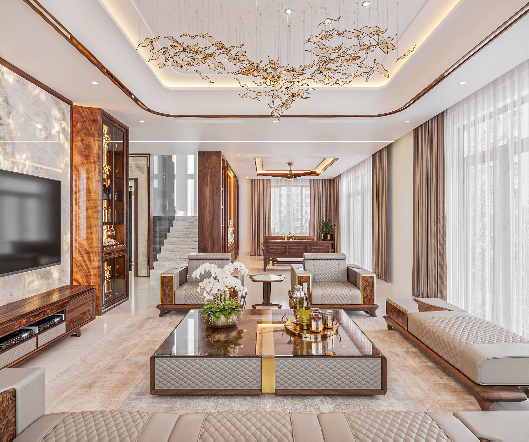 Mẫu bàn trà sofa đẹp gỗ tần bì