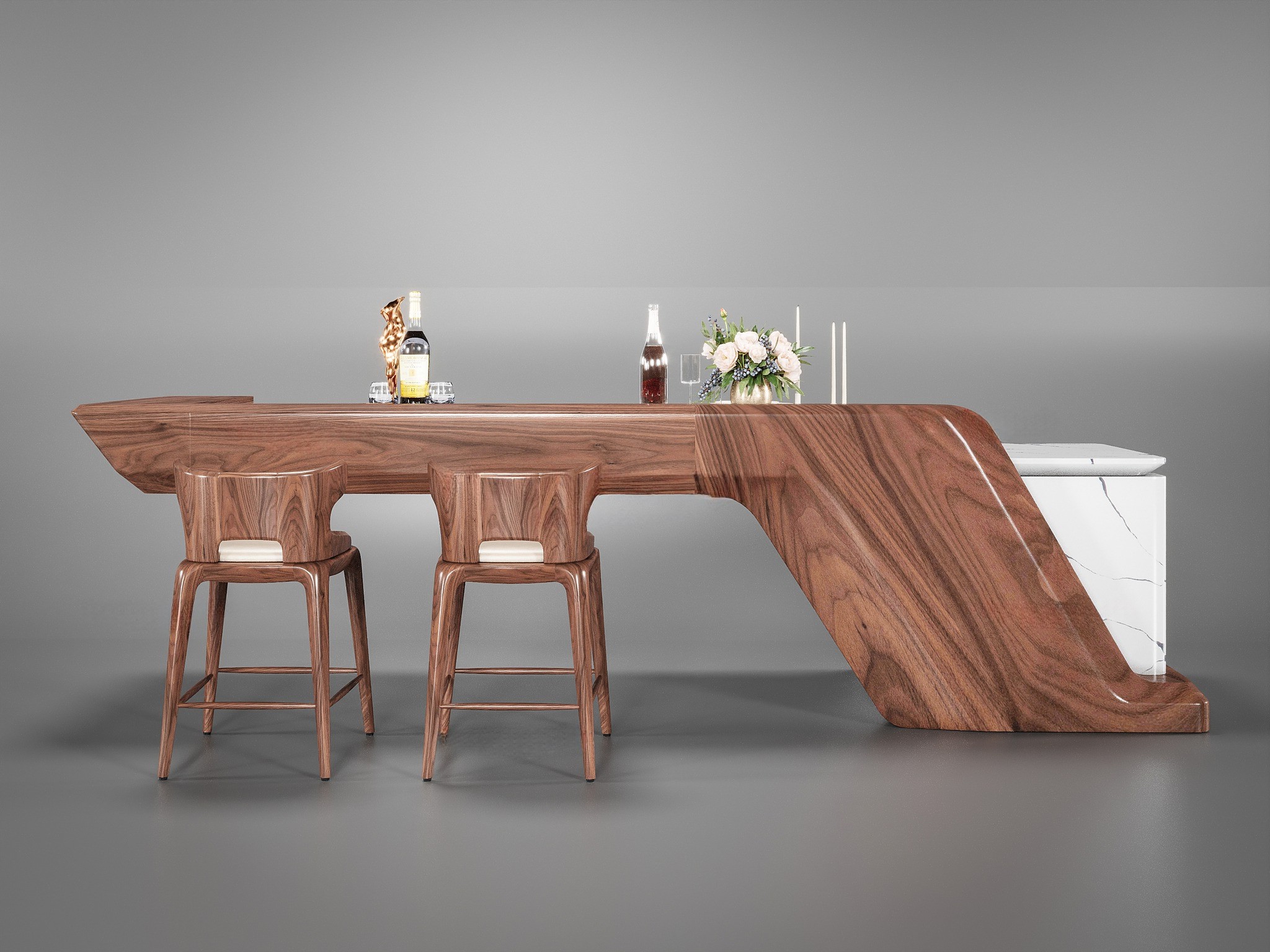 Mẫu quầy bar gỗ tự nhiên đẹp sang trọng và bền chắc