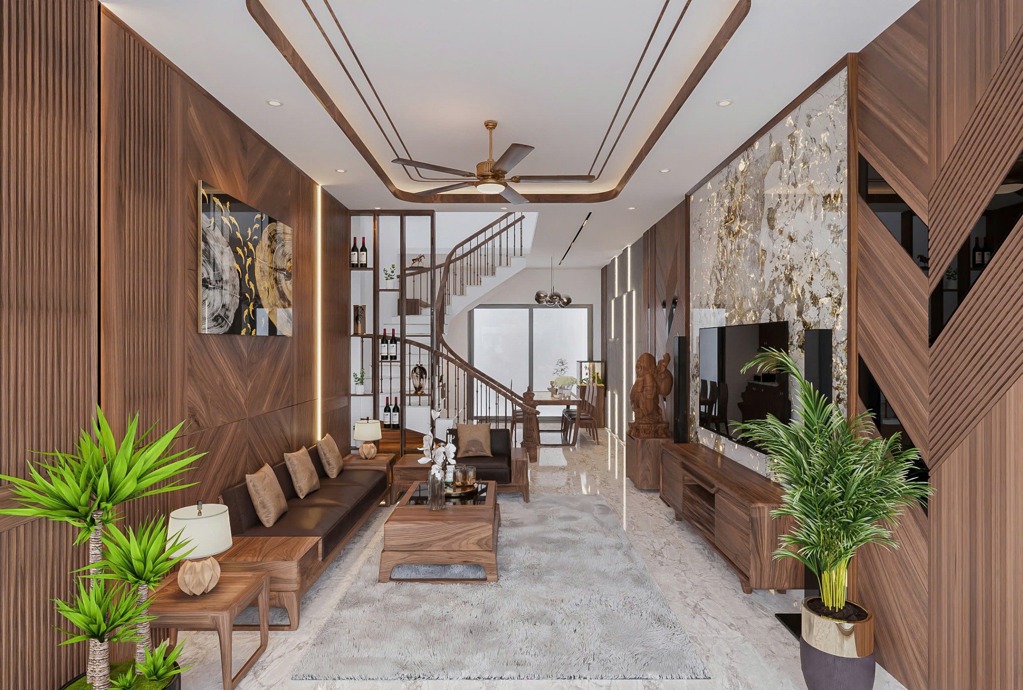 Nội thất phòng khách nhà ống đẹp hiện đại