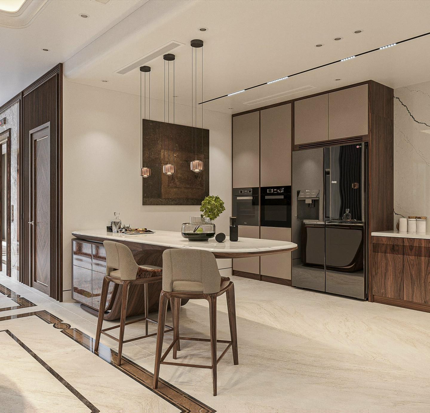 Quầy bar chữ L đẹp hiện đại giúp tối ưu không gian bếp