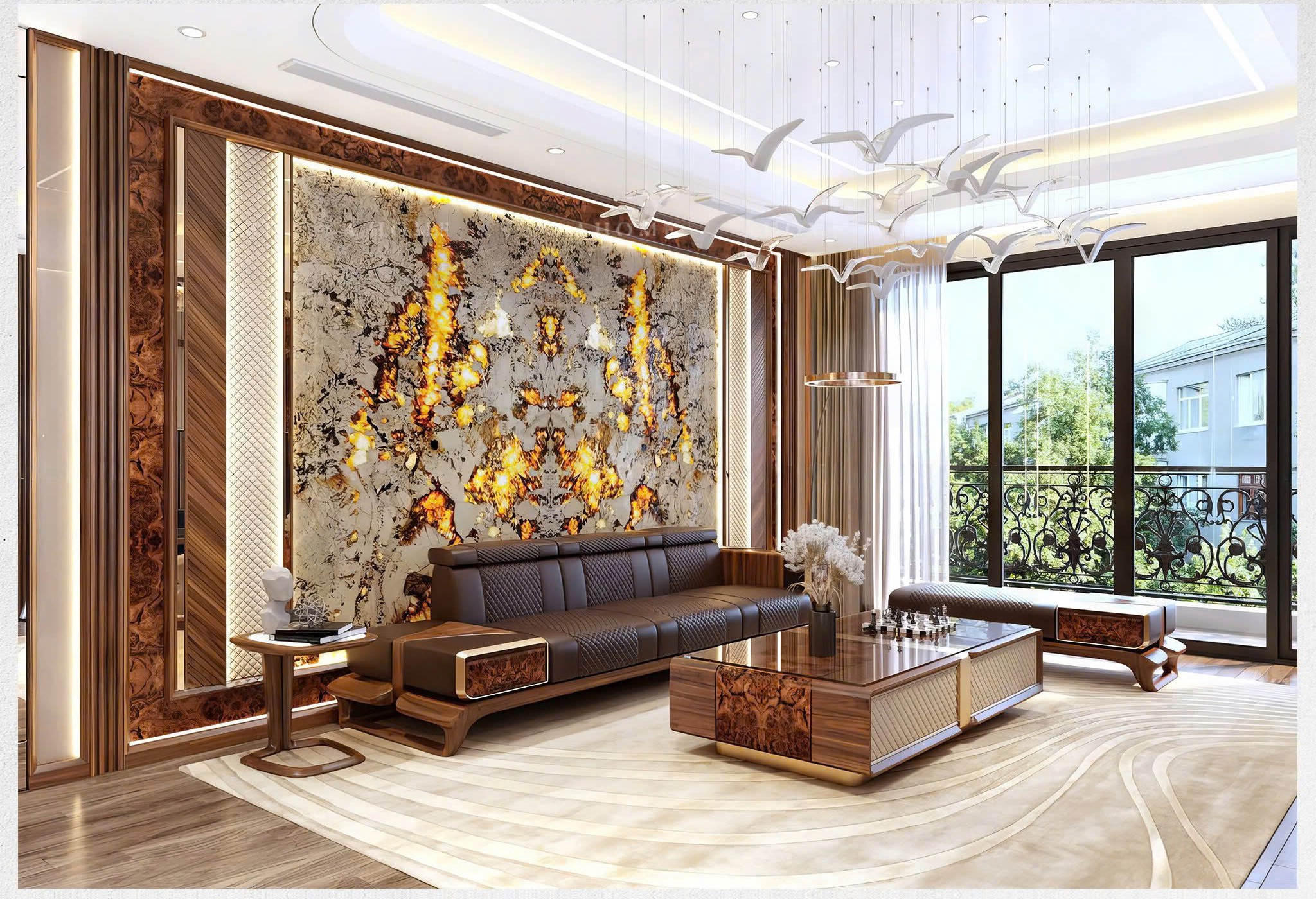 Sofa gỗ cho phòng khách nhỏ hiện đại gọn gàng sang trọng