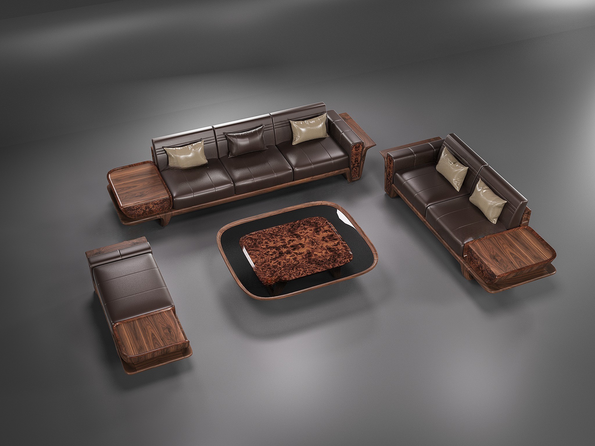 Sofa gỗ da gỗ sồi Mỹ chân thuyền tích hợp lưu trữ