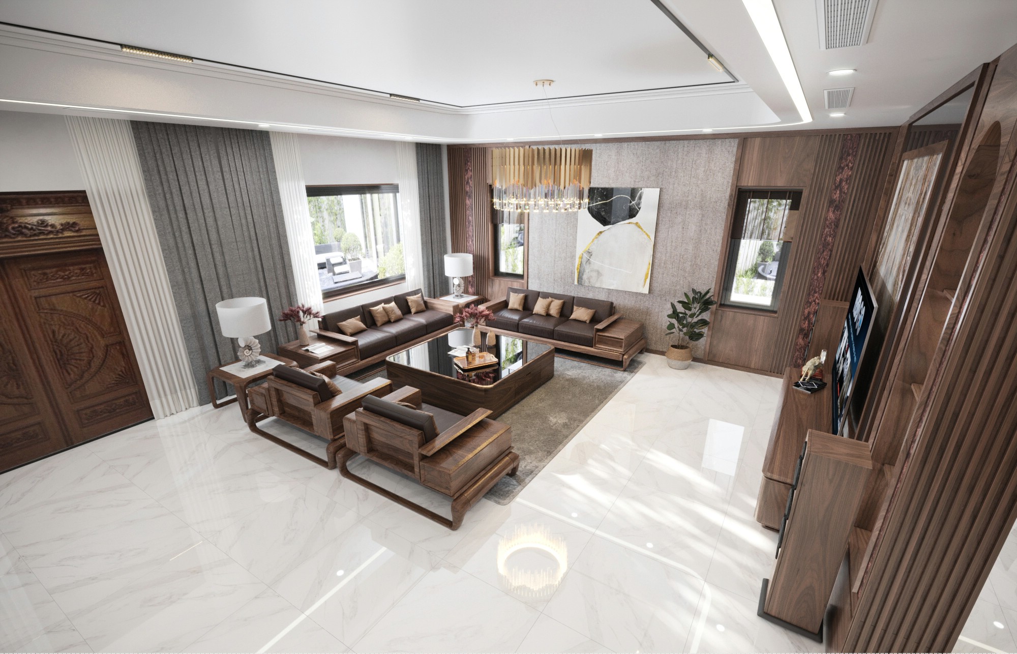 Thiết kế nội thất phòng khách đẹp hiện đại sang trọng